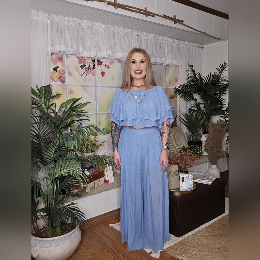 Periwinkle Blouse & Pants Set